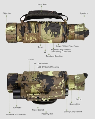 Portée monoculaire tenue dans la main 5x8 de vision nocturne d'optique avec la carte 16GB